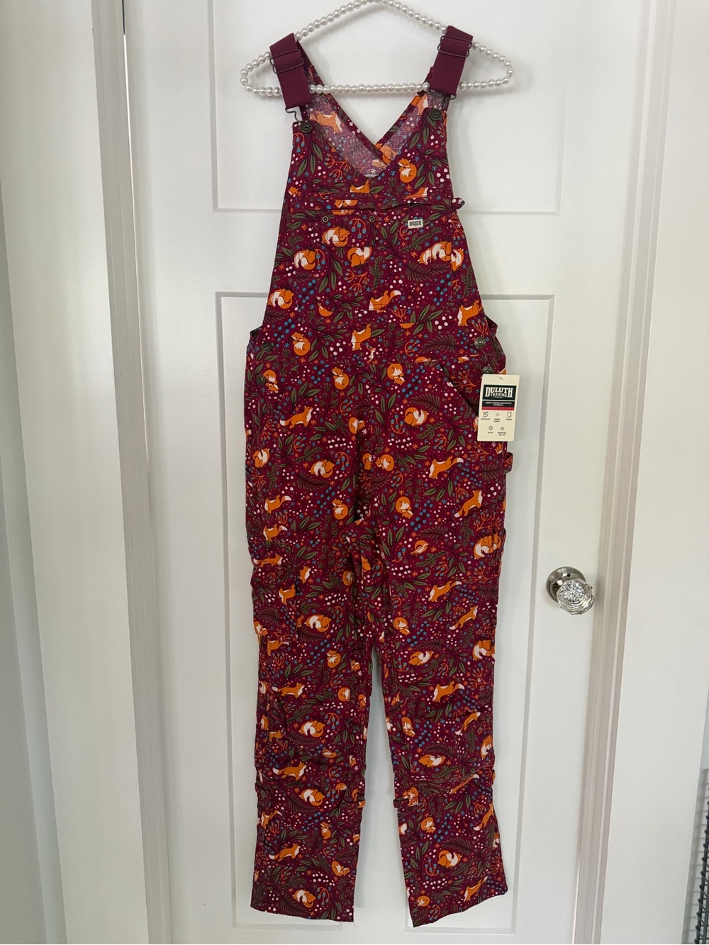 Duluth Trading Co Burgundy Fox-Print Overalls